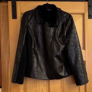 Rock & Republic Shiny Black Vegan Leather Jacket